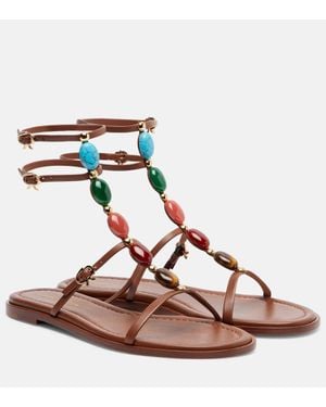 Gianvito Rossi Verzierte Sandalen Shanti Aus Leder - Pink