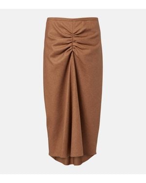 Victoria Beckham Jupe Midi En Laine Et Cachemire - Marron