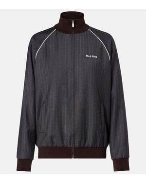 Miu Miu Pinstripe Virgin Wool Blouson - Black