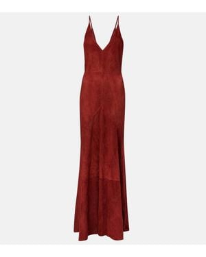 Gabriela Hearst Brigita Suede Maxi Dress - Red