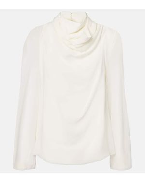 Altuzarra Cara Draped High-Neck Silk Top - White