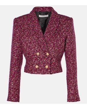 Alessandra Rich Cropped-Blazer Aus Tweed Mit Pailletten - Rot