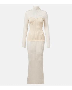 Jean Paul Gaultier Ribbed-Knit Wool-Blend Maxi Dress - Natural