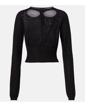 Rick Owens Cutout Virgin Wool Sweater - Black