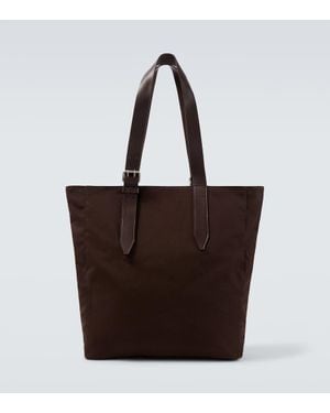 Dries Van Noten Tote Bag Aus Baumwoll-Canvas Mit Leder - Braun