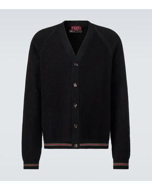 Gucci Cardigan Web Stripe Aus Baumwolle - Schwarz