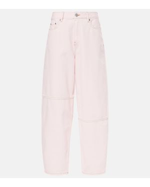Ganni Jeans Con Gamba Arrotondata A Vita Media - Rosa