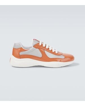 Prada America's Cup Patent Leather Sneakers - Orange
