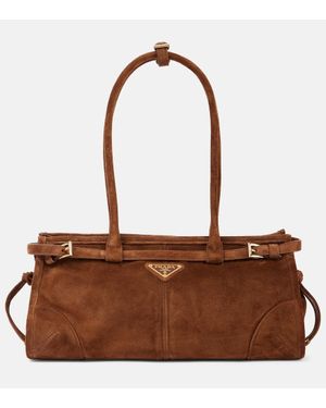 Prada Borsa Medium in suede - Marrone
