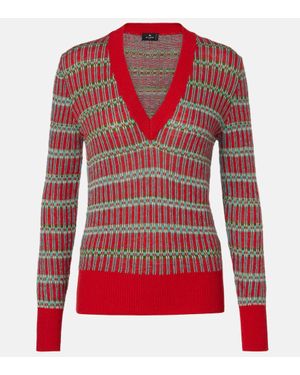 Etro Pull En Jacquard De Laine Melangee - Rouge