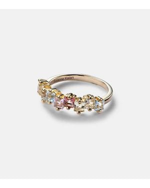 Suzanne Kalan Anillo De Oro De 14 Ct Pastel Con Zafiros - Blanco