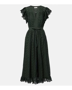 Ulla Johnson Olga Broderie Anglaise Cotton Midi Dress - Green