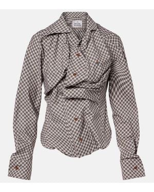 Vivienne Westwood Drunken Gathered Cotton Shirt - Grey