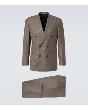 Thom Sweeney Prince Of Wales Check Wool Suit - Brown