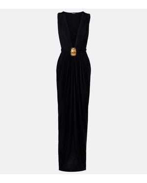 Balmain Embellished Jersey Maxi Dress - Black