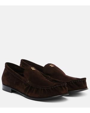 Miu Miu Loafers Aus Veloursleder - Braun