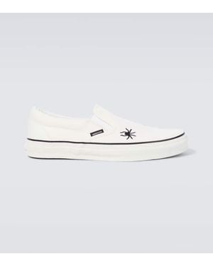 Undercover Embroidered Cotton Canvas Slip-On Shoes - White