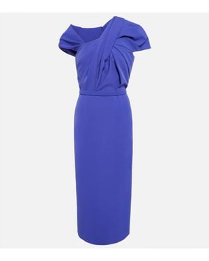 Safiyaa Gathered Crepe Midi Dress - Blue