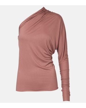 Rick Owens Diana One-Shoulder Jersey Top - Pink