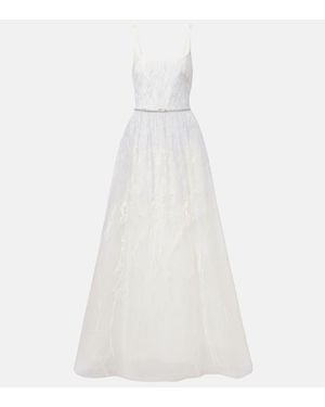 Elie Saab Bridal Embroidered Tulle Gown - White