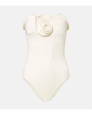 Magda Butrym Banador Con Aplique Floral - Blanco