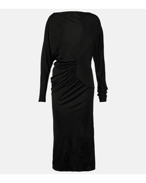 KHAITE Oron Gathered Long-sleeve Dress - Black