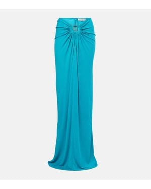 Christopher Esber Embellished Draped Jersey Maxi Skirt - Blue