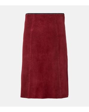 JOSEPH Suede Midi Skirt - Red