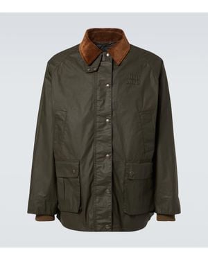 Miu Miu Corduroy-Trimmed Poplin Field Jacket - Green