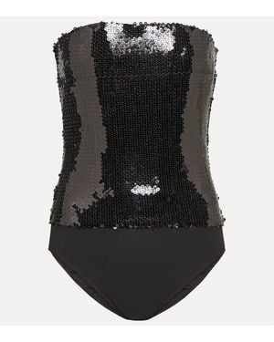 Alexandre Vauthier Body A Fascia Con Paillettes - Nero