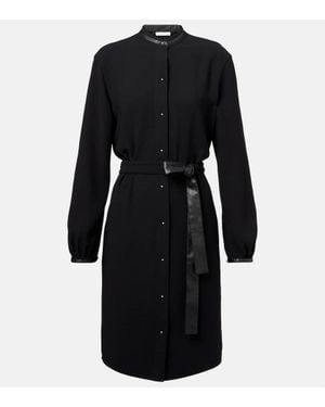 Vince Faux Leather-Trimmed Shirt Dress - Black