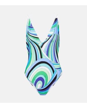 Emilio Pucci Costume Intero Iride Con Stampa - Blu