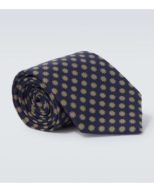 dunhill Bedruckte Krawatte Aus Seide - Blau