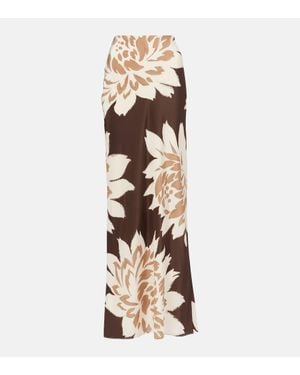 SIR. Floral Silk Satin Maxi Skirt - Metallic
