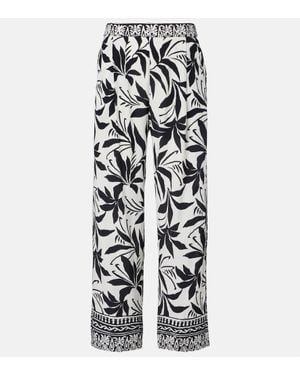 Velvet Pantaloni A Palazzo Claudia Con Stampa - Bianco