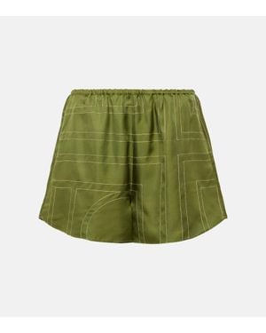 TOTEME Shorts Monogram Aus Seide - Grün