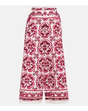 Dolce & Gabbana Majolica-Print Poplin Culottes - Red