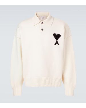 Ami Paris Polopullover Ami De Cour Aus Schurwolle - Natur