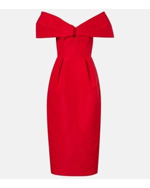 Carolina Herrera Off-Shoulder Silk Maxi Dress - Red