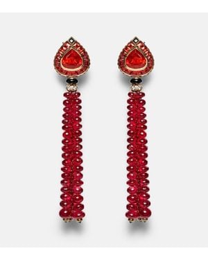 Marina B Ohrringe Aus 18Kt Gelbgold Mit Edelsteinen - Rot