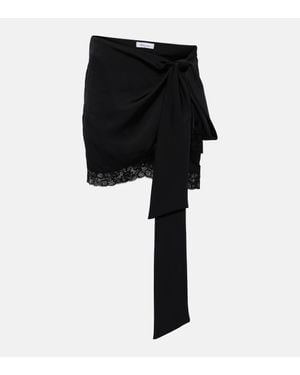 Blumarine Lace-Trimmed Draped Miniskirt - Black