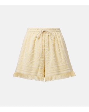 Zimmermann Coco Fringed Jacquard Shorts - Natural