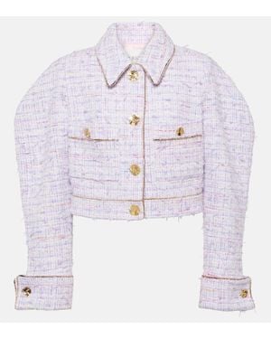 Nina Ricci Cropped Cotton-Blend Tweed Jacket - Blue