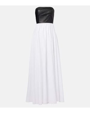 Gabriela Hearst Maxikleid Neferu Aus Leinen Mit Leder - Weiß
