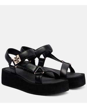 Tory Burch Plateausandalen Mellow Aus Leder - Schwarz