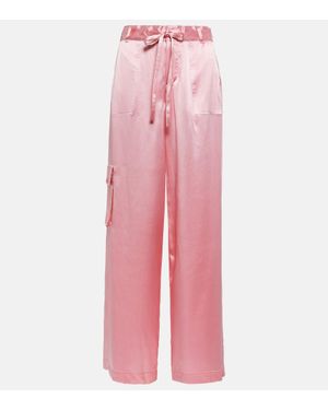 LoveShackFancy Pantalones cargo Cedric de seda - Rosa