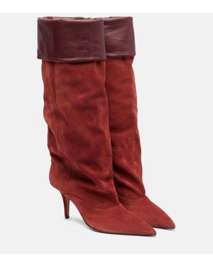 Paris Texas Ines 75 Suede Knee-High Boots - Red
