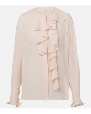 McQueen Ruffled Silk Blouse - Natural