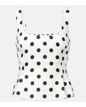 Posse Rosalie Polka-Dot Linen Top - White