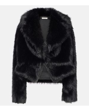 The Sei Faux Fur Bomber Jacket - Black